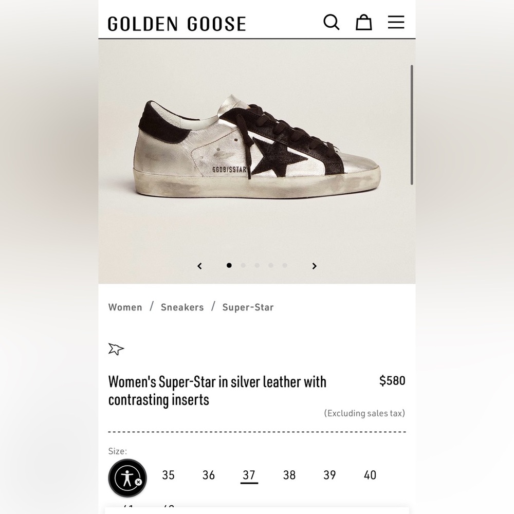 Golden Goose Super Star Sneakers in Silver Leather